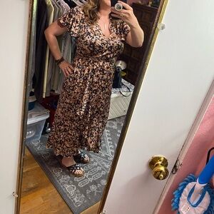 Nicole Miller Brown and Black animal print Patterned Midi Dress